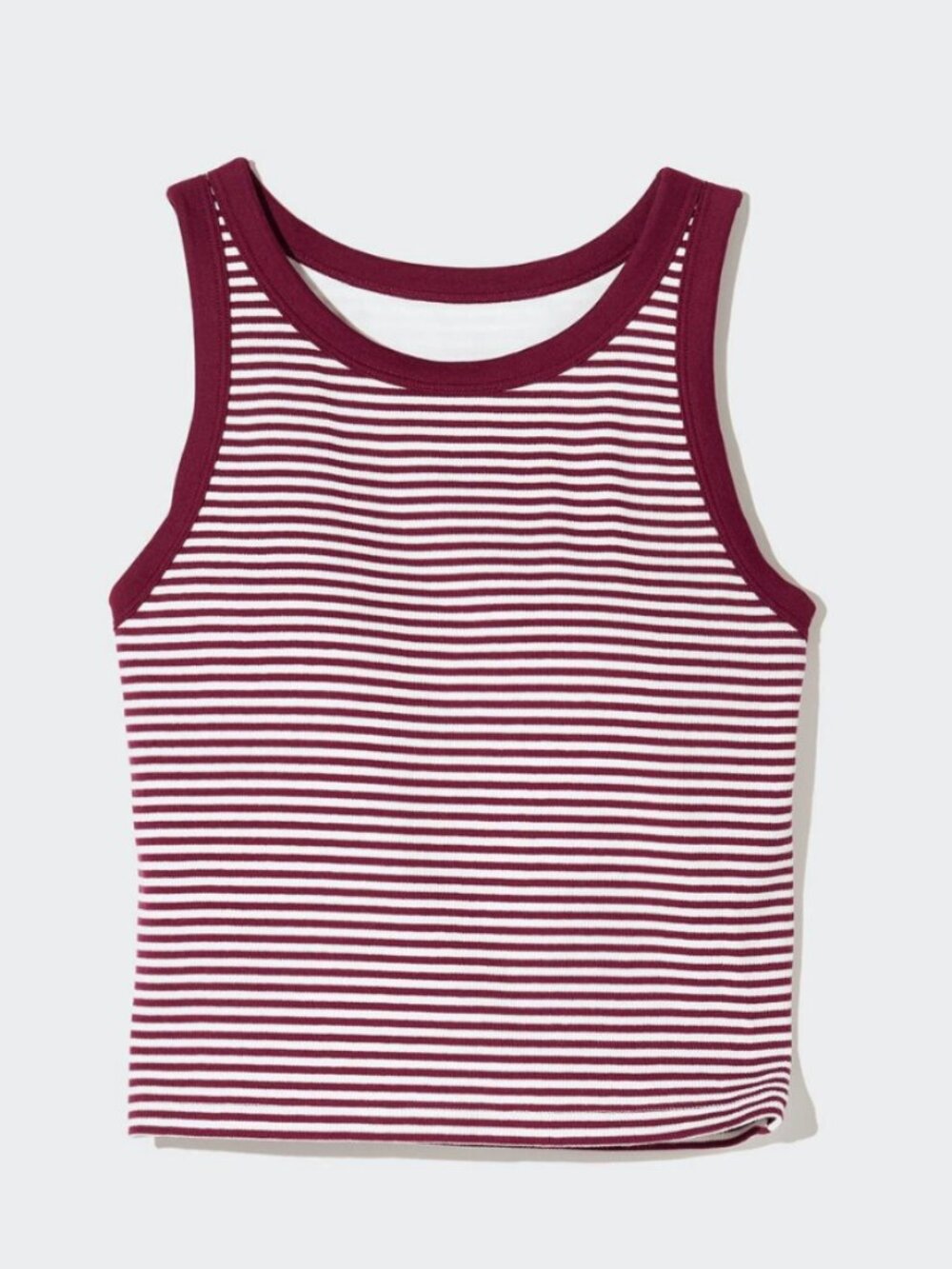 Uniqlo - Ribbed Cropped Bra Tank Top 477034(18) | Wine & White Stripe | Size XL
